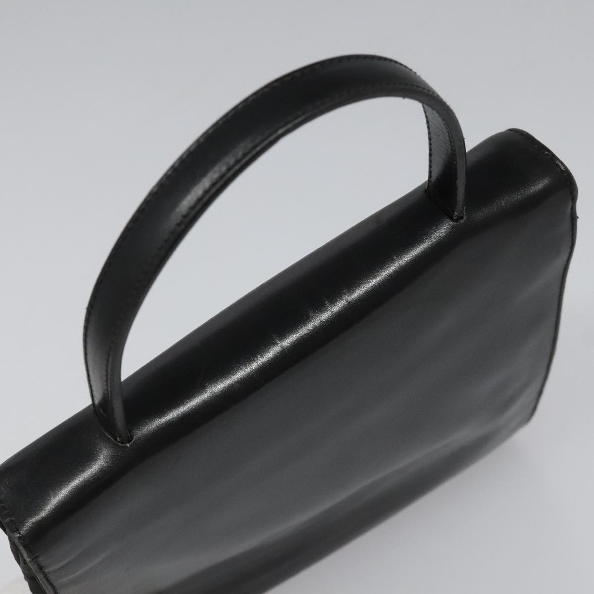 PRADA Hand Bag Nylon Leather Black Auth 112080