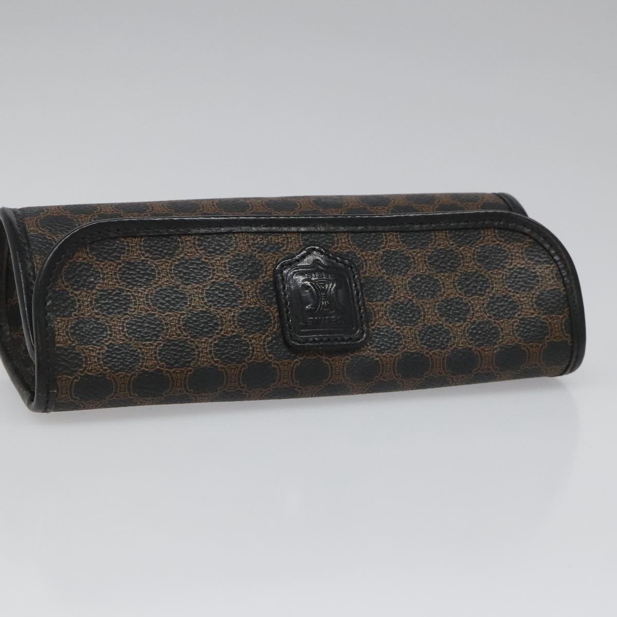 CELINE Macadam Canvas Pouch PVC Leather Black Auth 112106