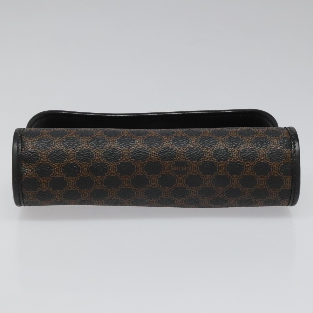 CELINE Macadam Canvas Pouch PVC Leather Black Auth 112106
