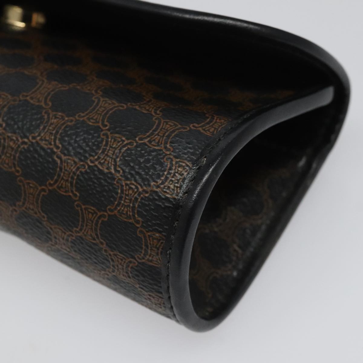 CELINE Macadam Canvas Pouch PVC Leather Black Auth 112106
