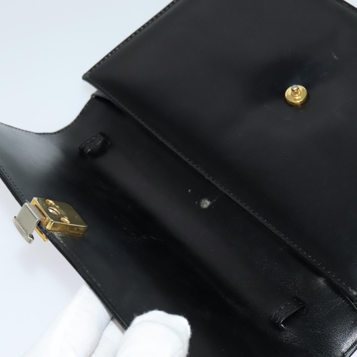 CELINE Shoulder Bag Leather Black Auth 112107