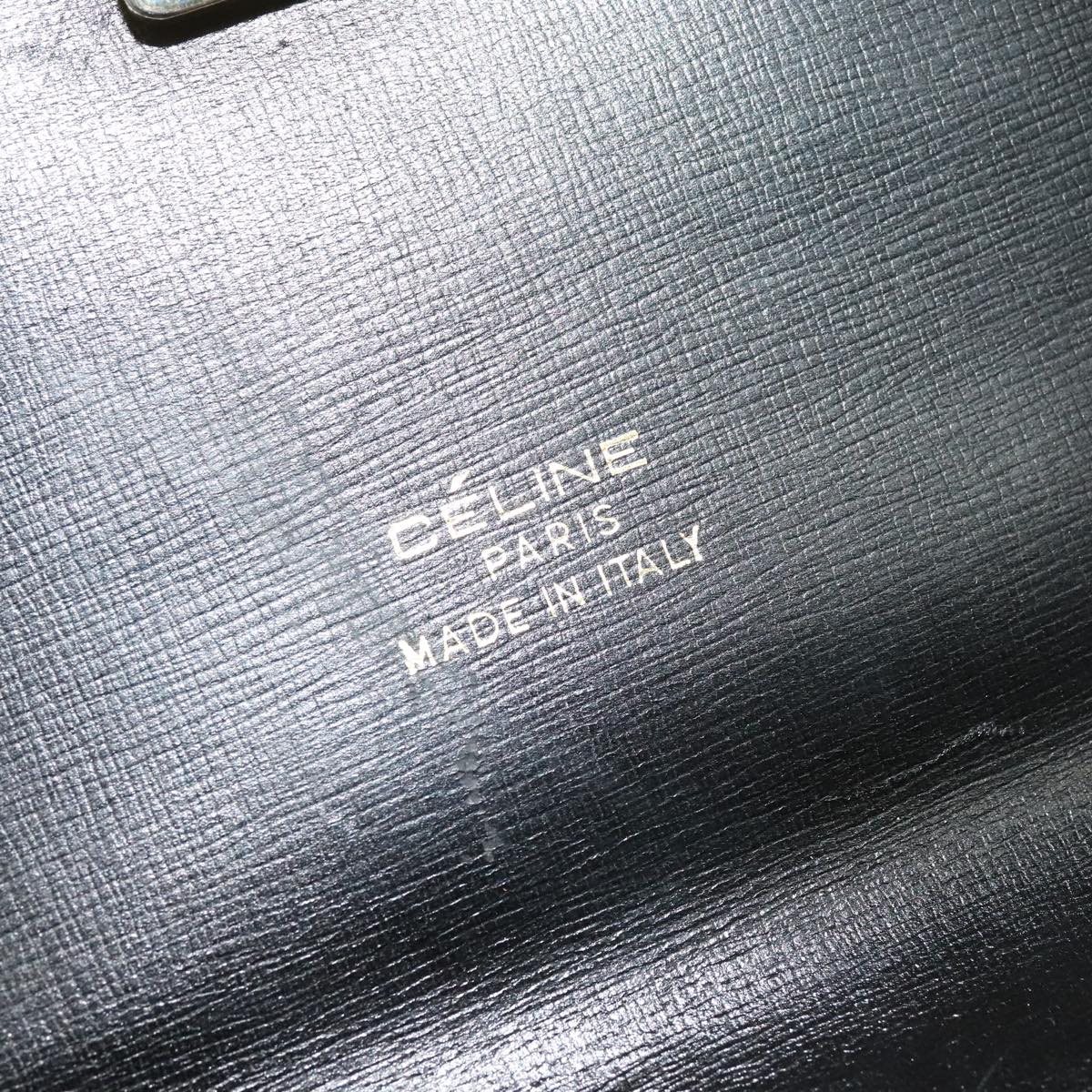 CELINE Shoulder Bag Leather Black Auth 112107