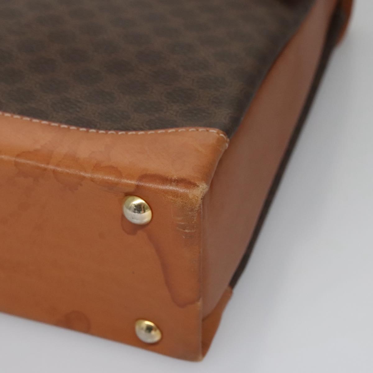 CELINE Macadam Canvas Business Bag PVC Leather Brown Gold Auth 112171