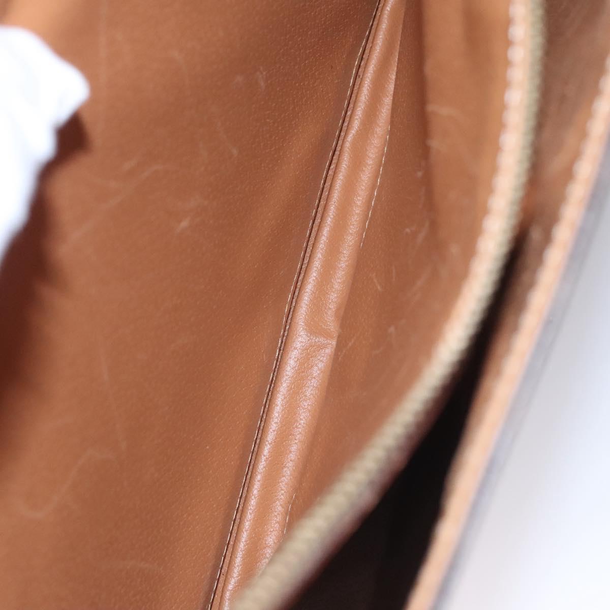 CELINE Macadam Canvas Business Bag PVC Leather Brown Gold Auth 112171