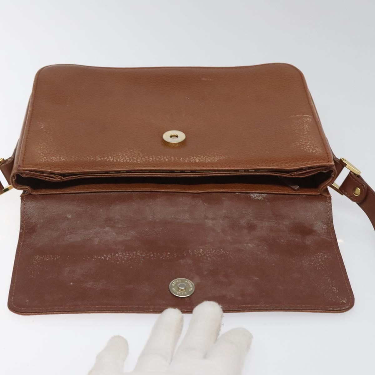 Burberrys Shoulder Bag Leather Brown gold Auth 112186