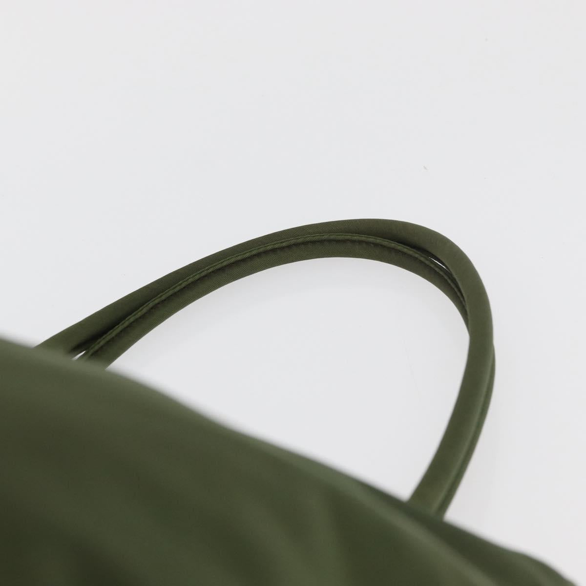 PRADA Hand Bag Nylon Khaki Silver Auth 112195