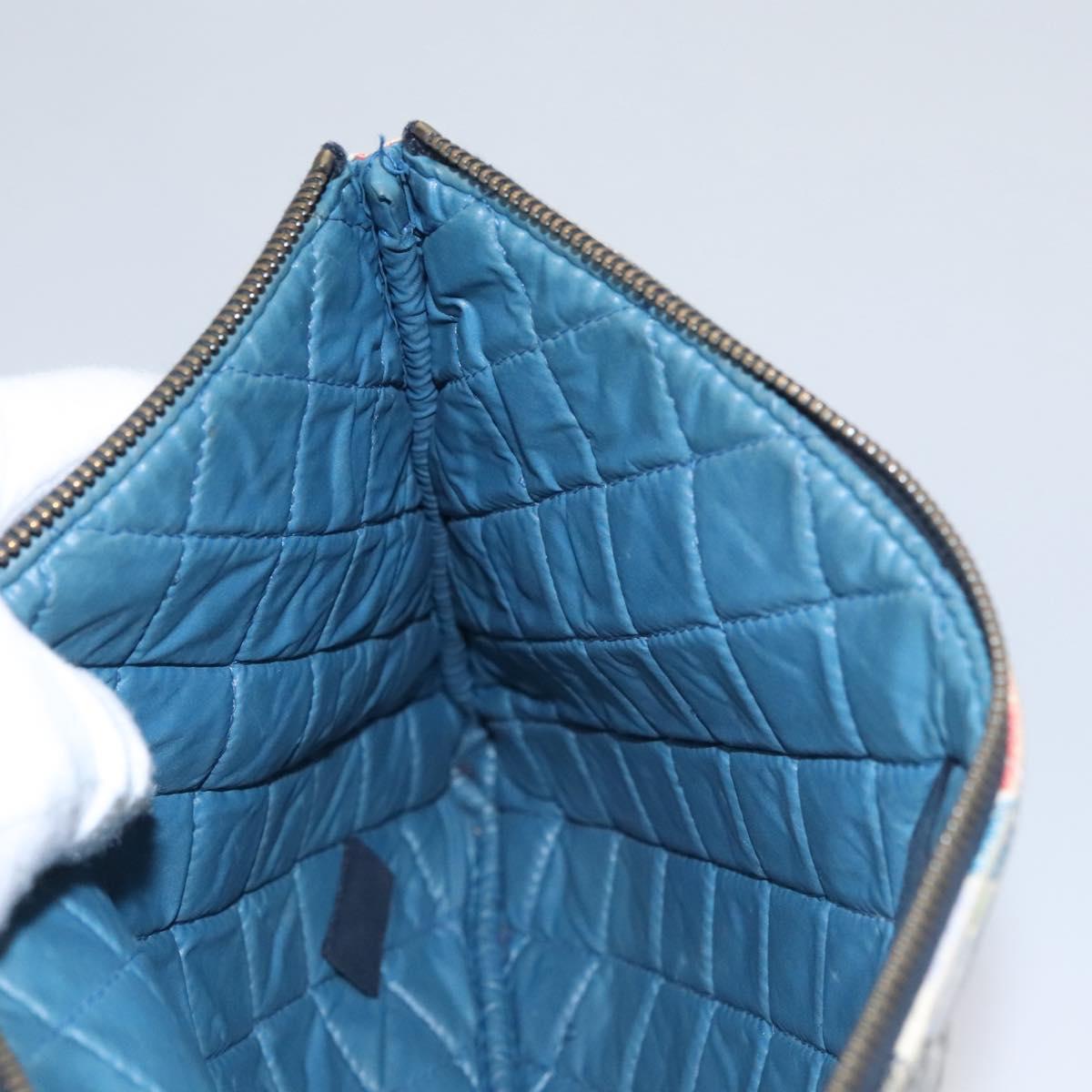 CHANEL Matelasse Clutch Bag Lamb Skin Multicolor CC Auth 112262