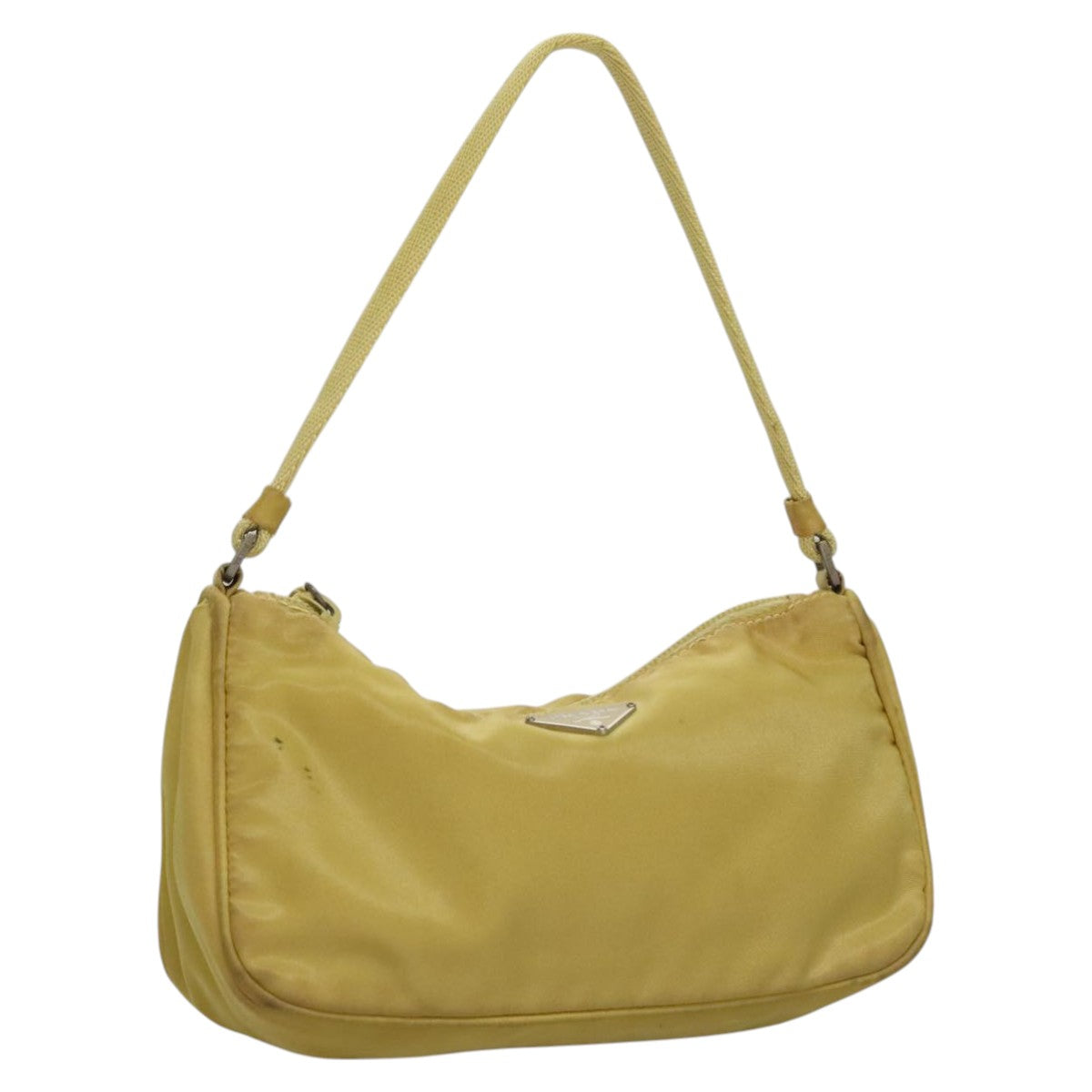 PRADA Accessory Pouch Nylon Yellow Silver Auth 112287