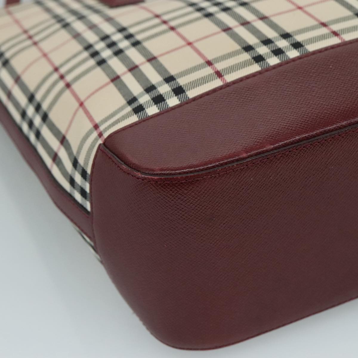 BURBERRY Nova Check Tote Bag Canvas Leather Beige Gold Auth 112299