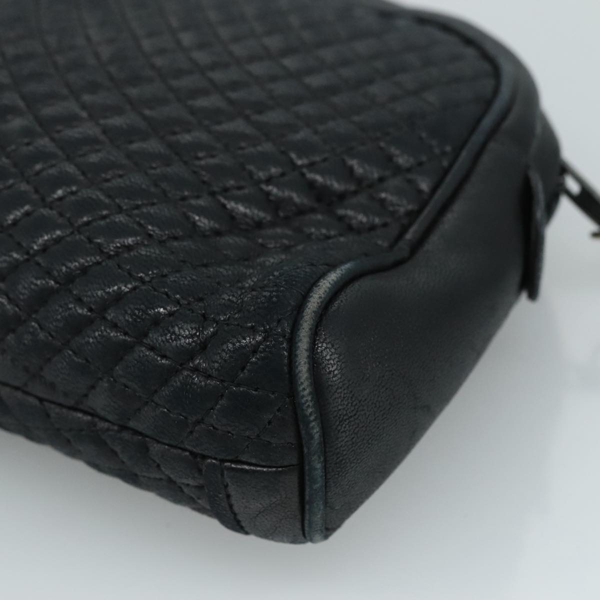 BALLY Clutch Bag Leather Black Gold Auth 112313