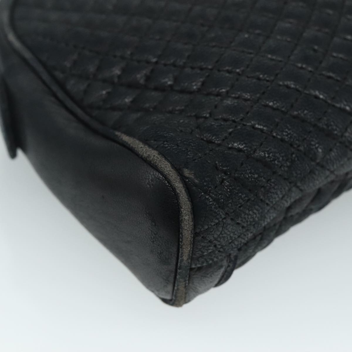 BALLY Clutch Bag Leather Black Gold Auth 112313