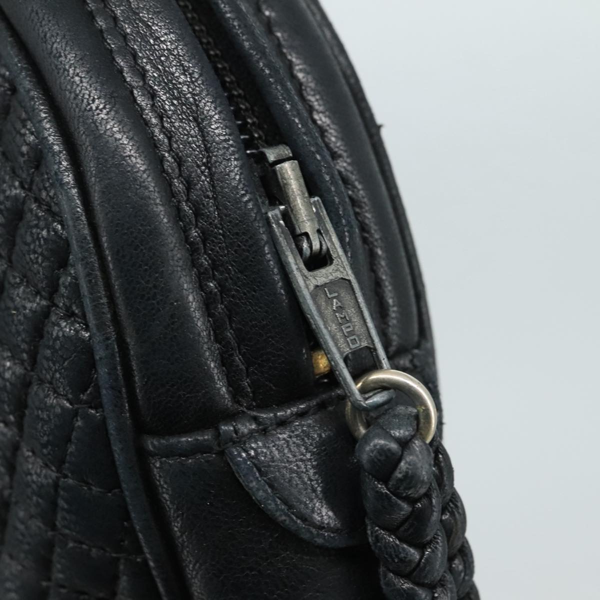 BALLY Clutch Bag Leather Black Gold Auth 112313