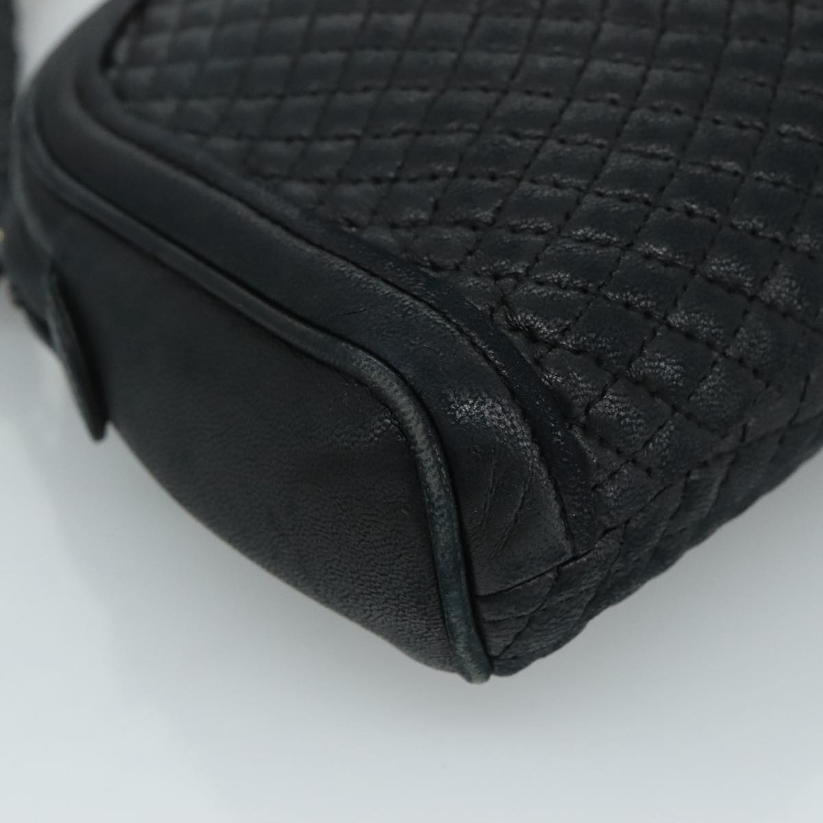 BALLY Clutch Bag Leather Black Gold Auth 112313