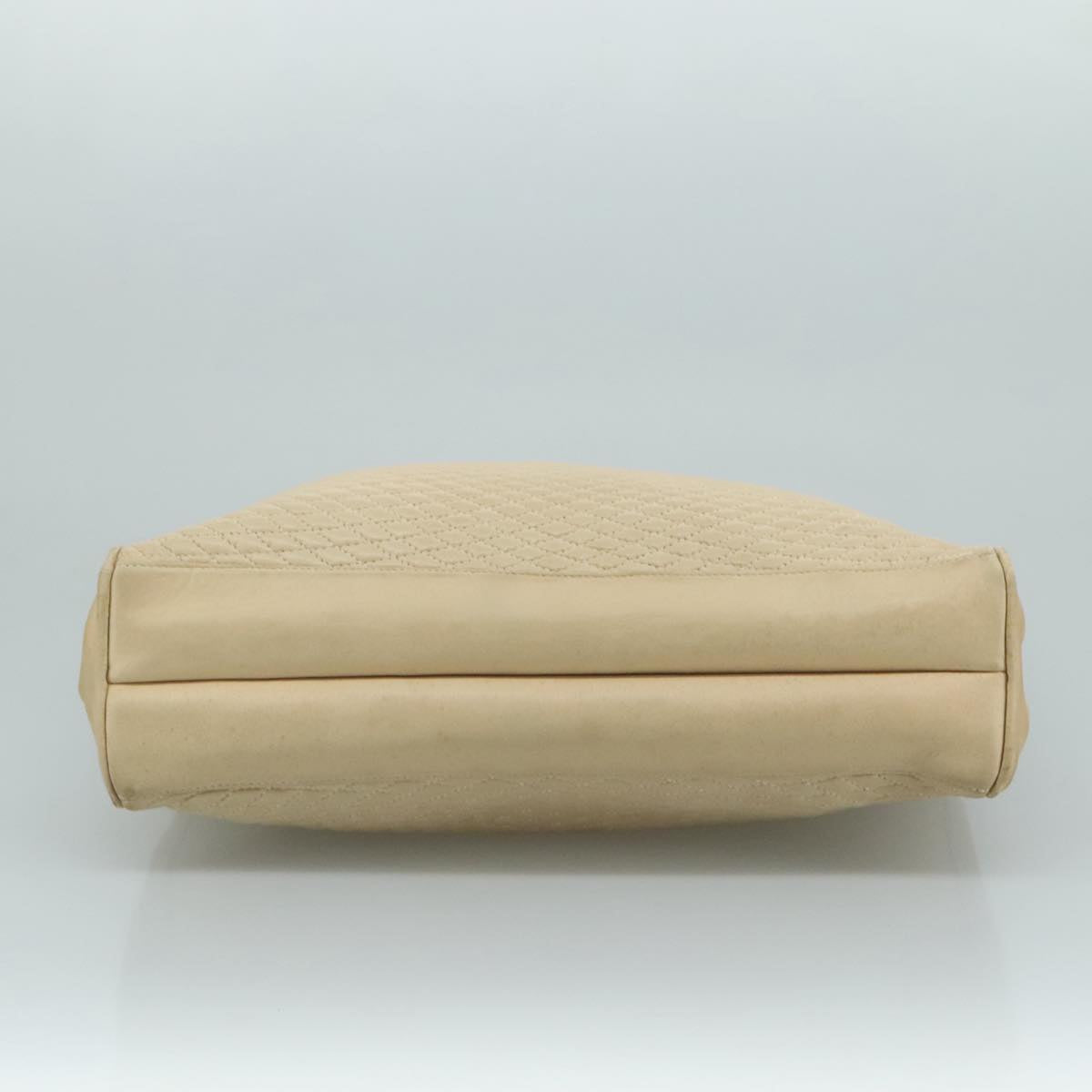 BALLY Quilted Chain Tote Bag Leather Beige Gold Auth 112375