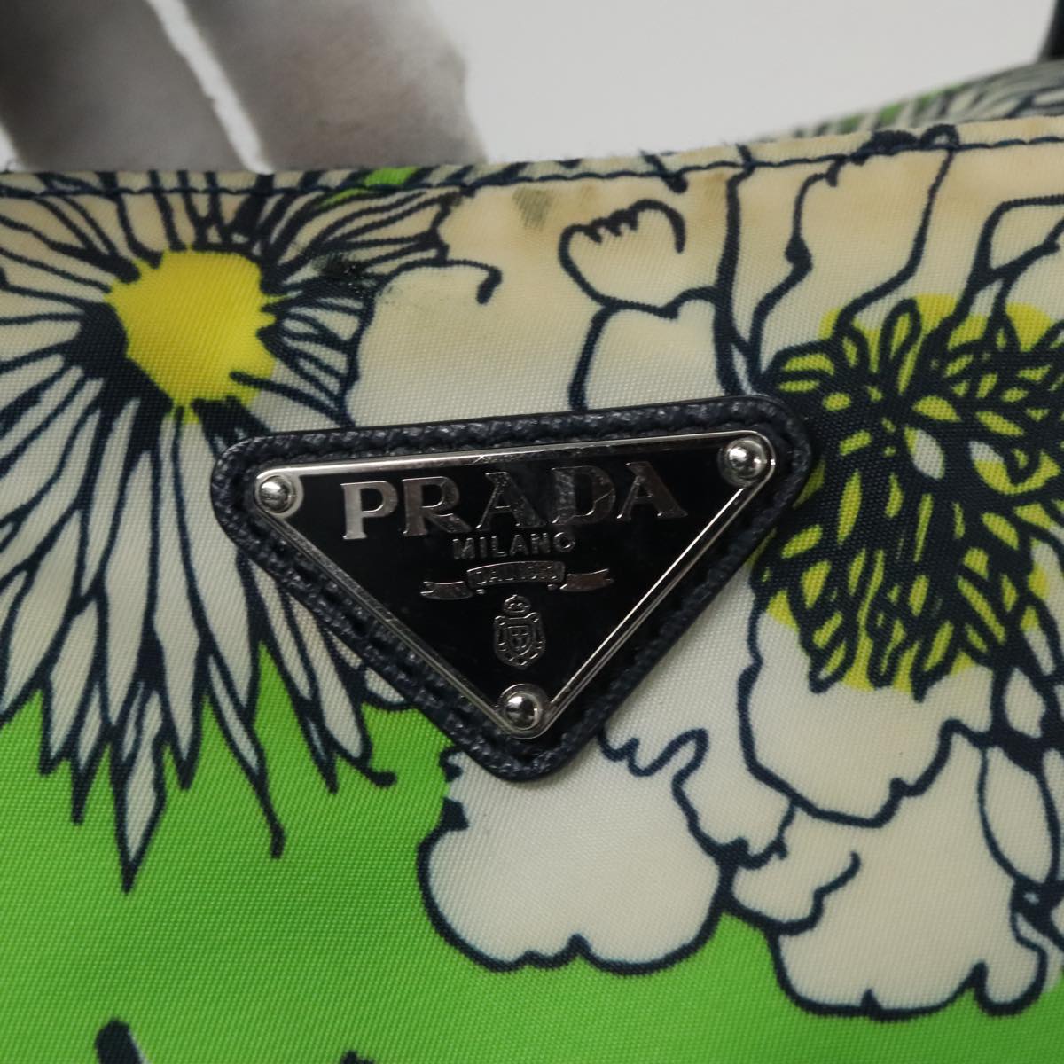PRADA Hand Bag Nylon 2way Green Auth 112380