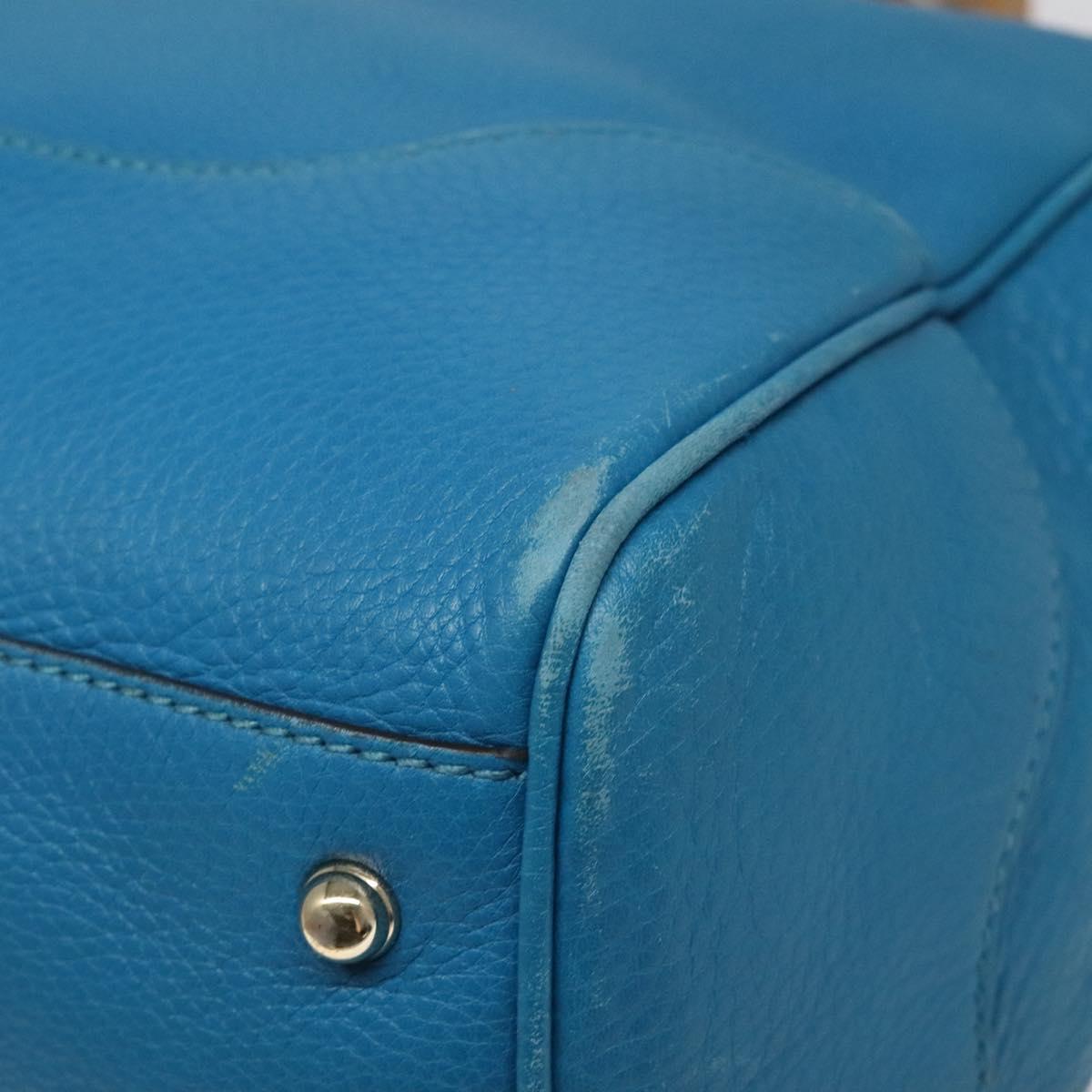 GUCCI Bamboo Hand Bag Leather Blue Gold 282317 Auth 112381