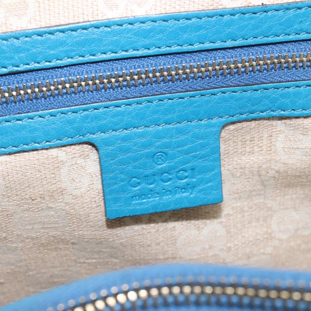 GUCCI Bamboo Hand Bag Leather Blue Gold 282317 Auth 112381