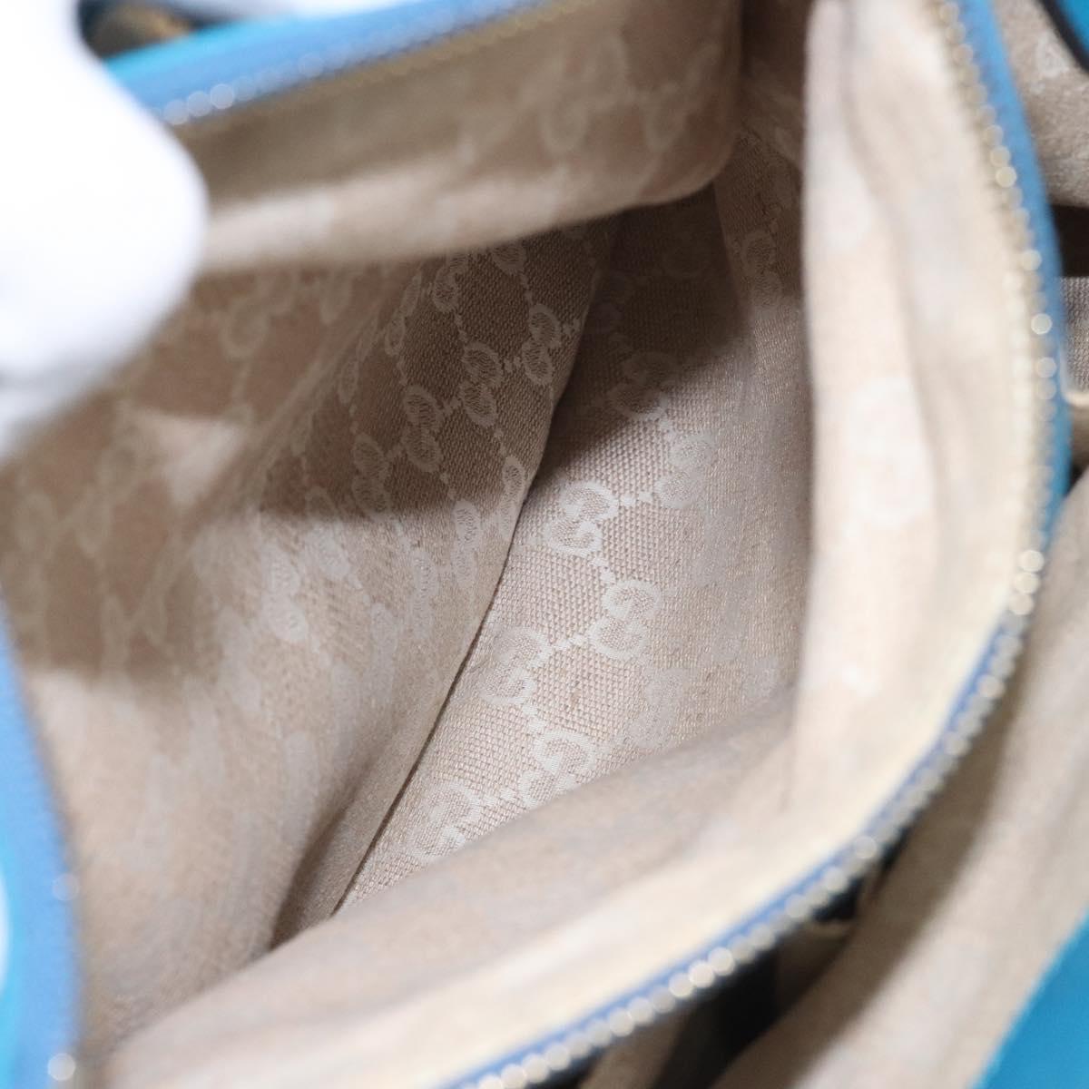GUCCI Bamboo Hand Bag Leather Blue Gold 282317 Auth 112381