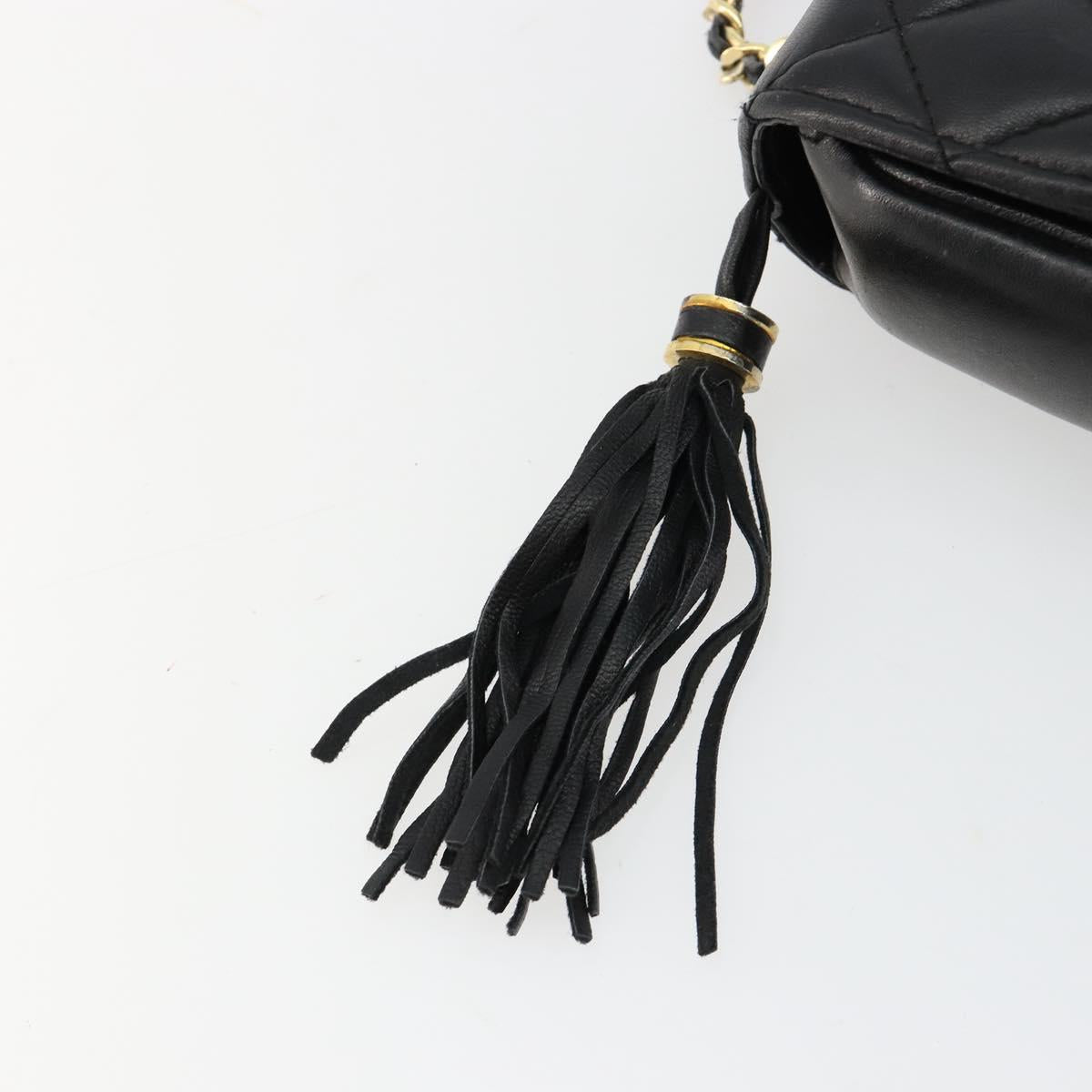 GIVENCHY Chain Shoulder Bag Leather Black Gold Auth 112382