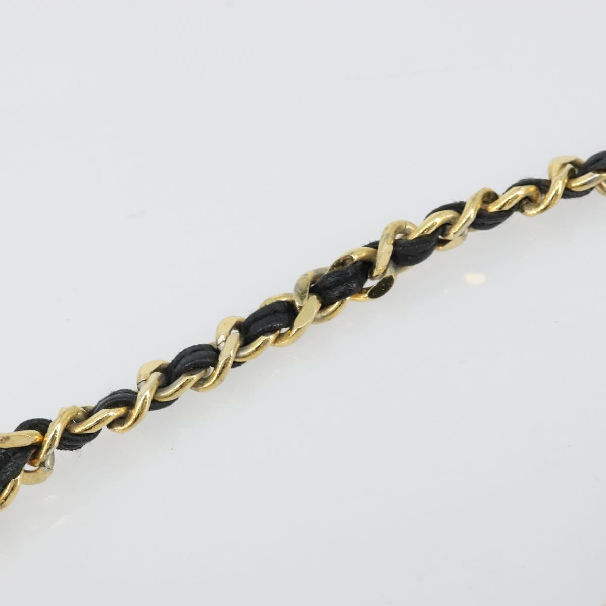 GIVENCHY Chain Shoulder Bag Leather Black Gold Auth 112382