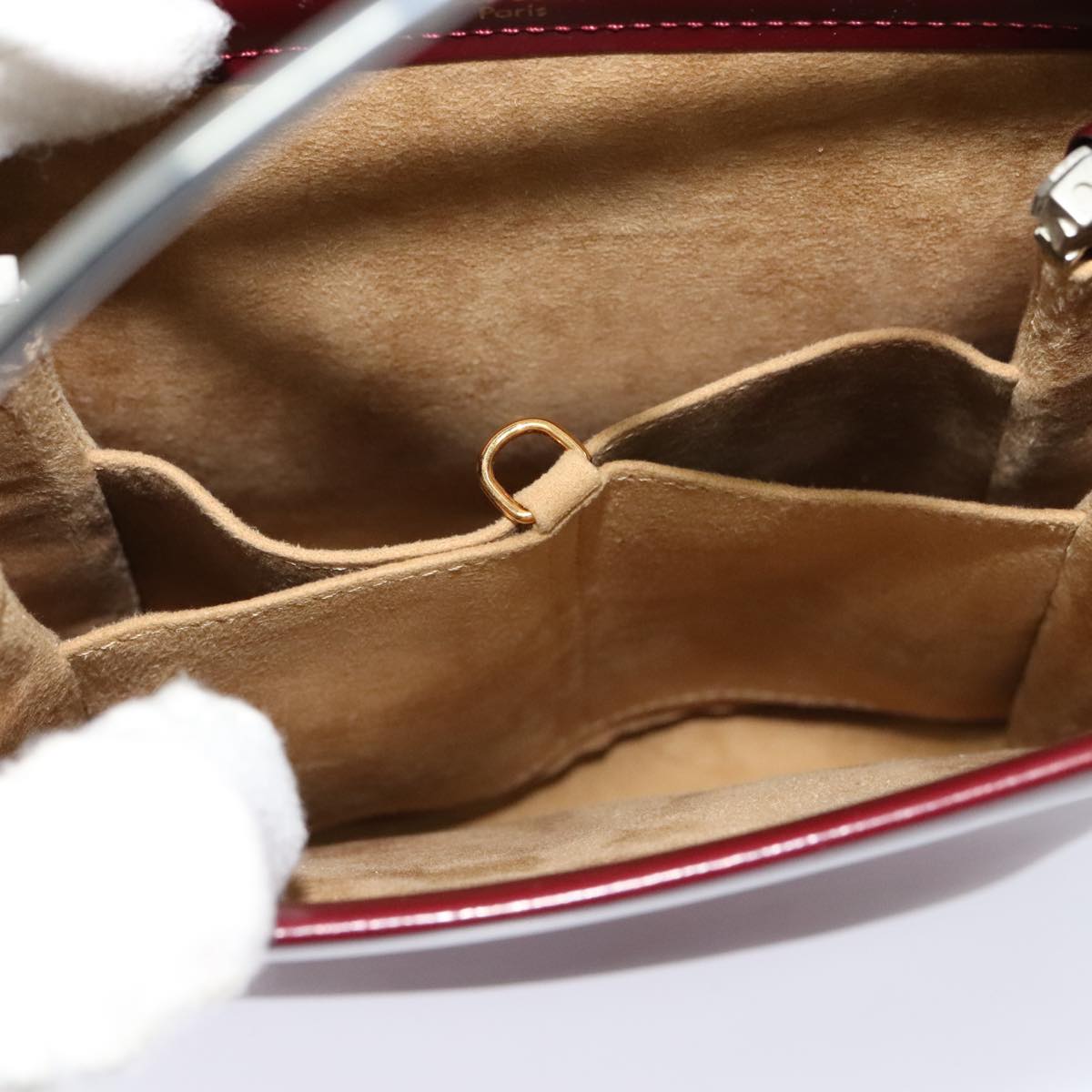 CARTIER Trinity Hand Bag Leather Red Auth 112444