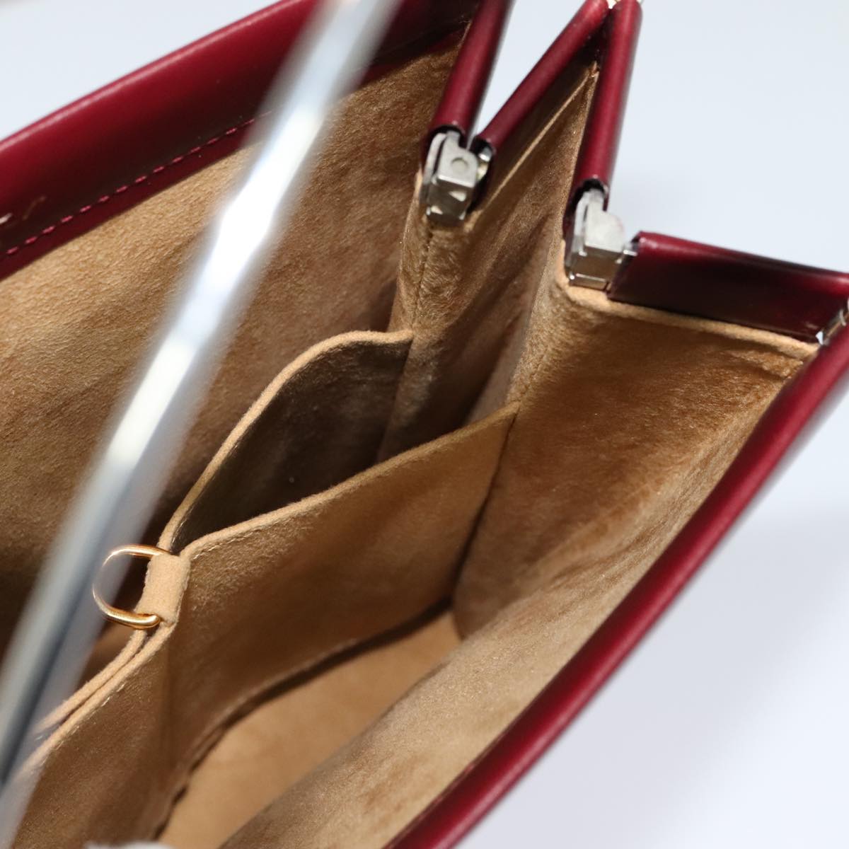 CARTIER Trinity Hand Bag Leather Red Auth 112444