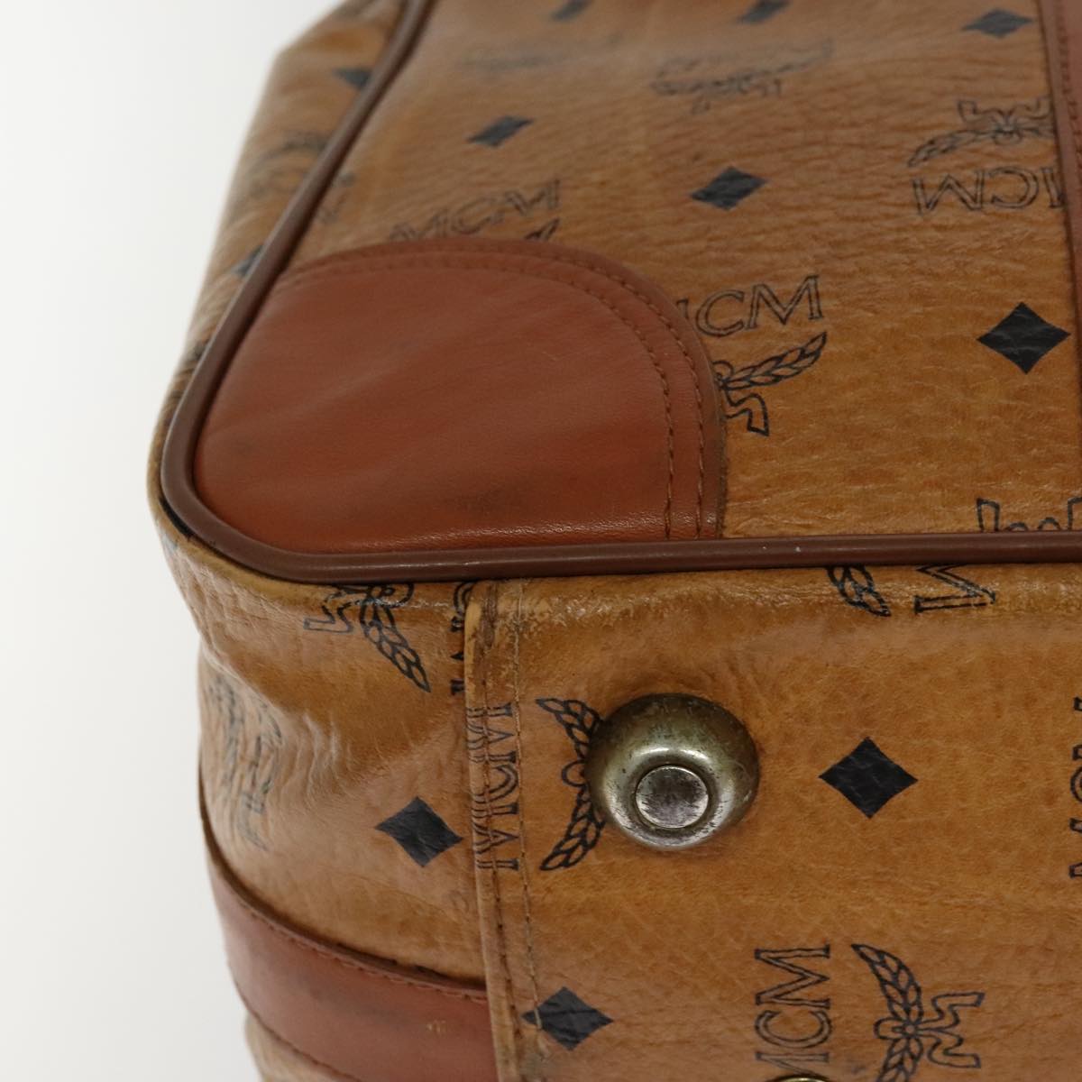 MCM Vicetos Logogram Backpack PVC Leather Brown Gold gold Auth 112468