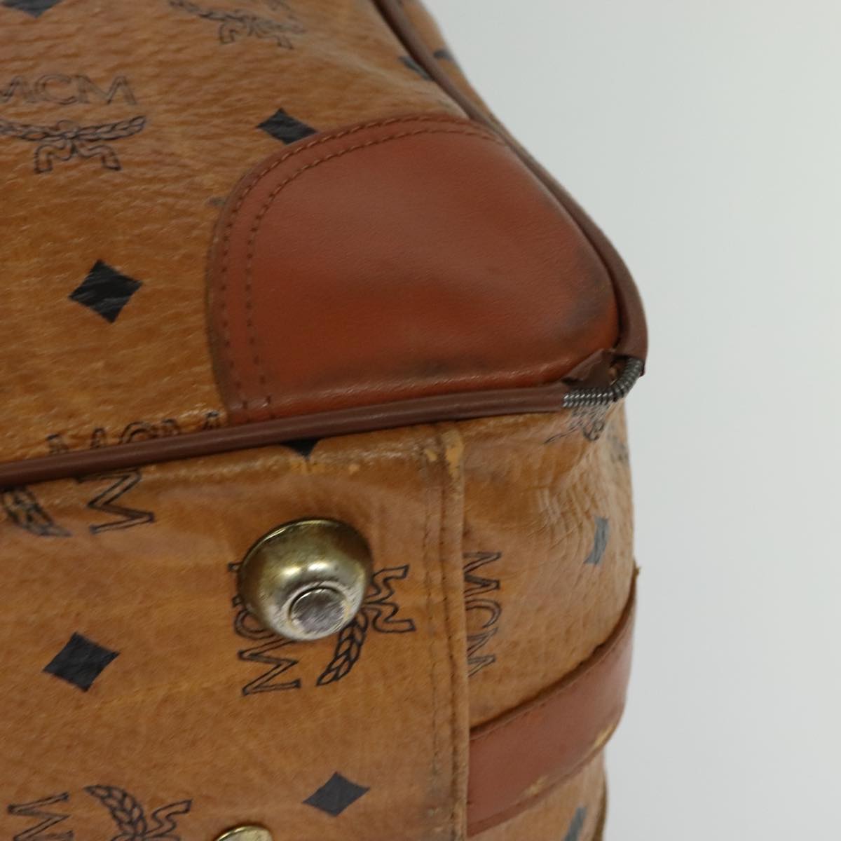 MCM Vicetos Logogram Backpack PVC Leather Brown Gold gold Auth 112468