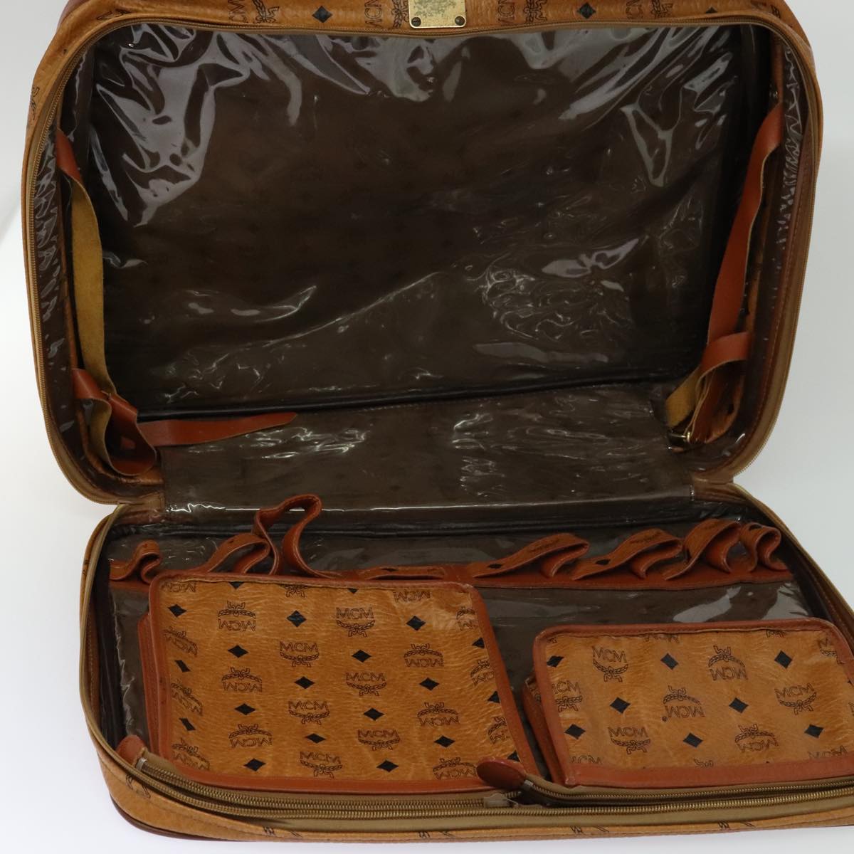 MCM Vicetos Logogram Backpack PVC Leather Brown Gold gold Auth 112468