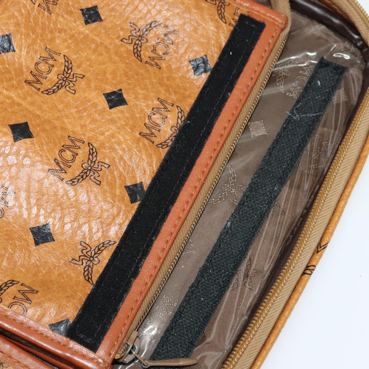 MCM Vicetos Logogram Backpack PVC Leather Brown Gold gold Auth 112468