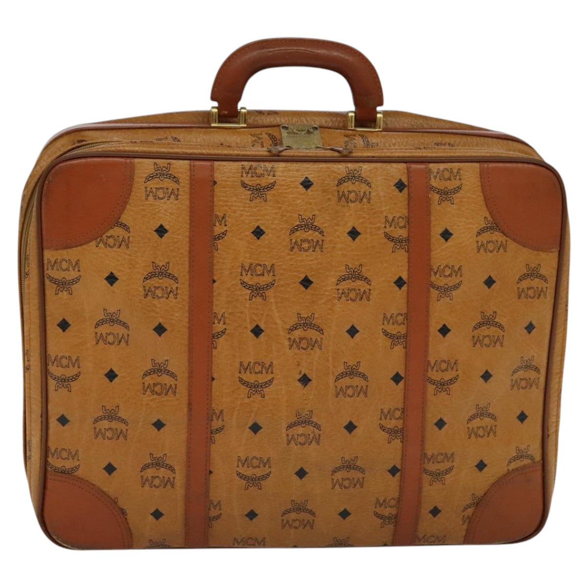 MCM Vicetos Logogram Backpack PVC Leather Brown Gold gold Auth 112468