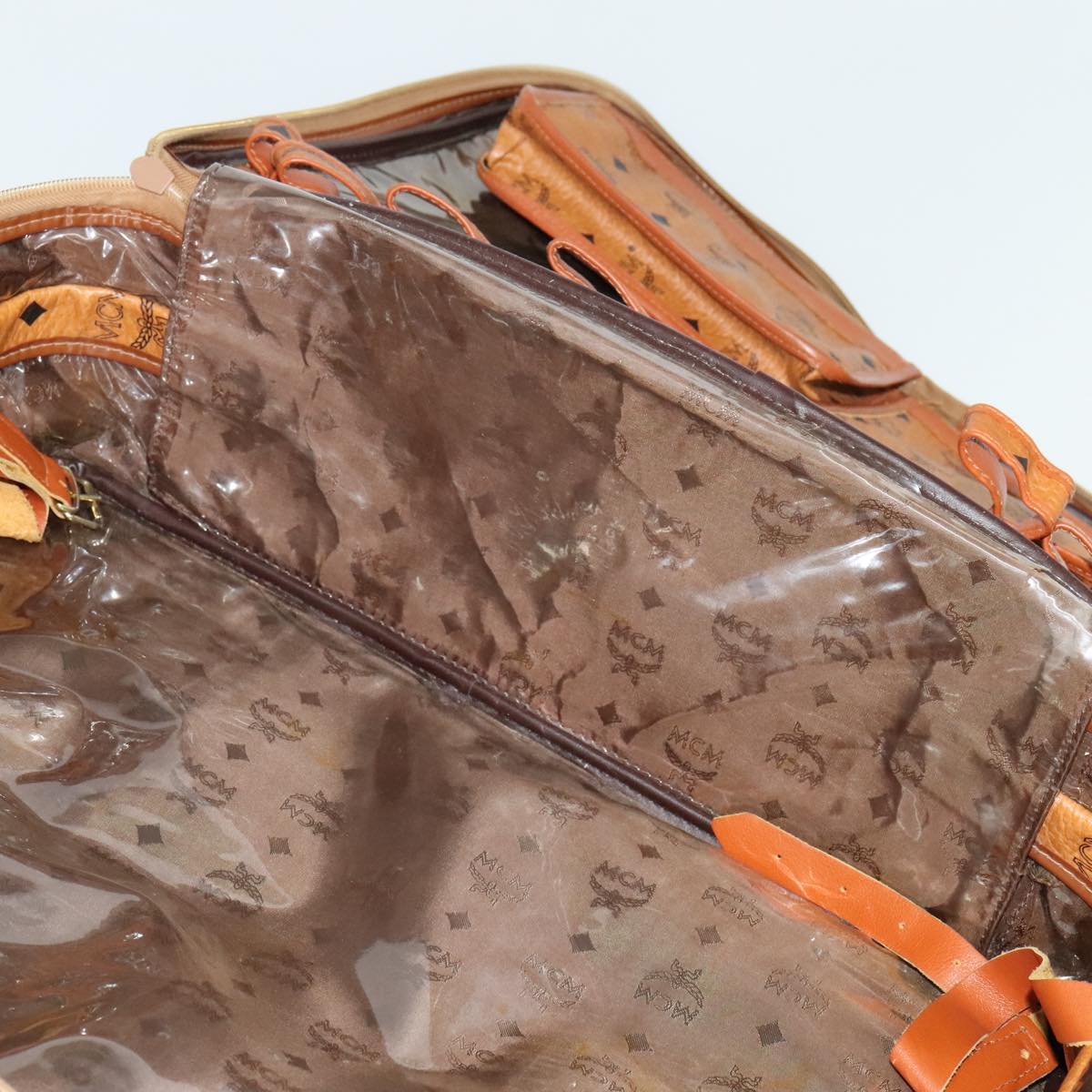 MCM Vicetos Logogram Backpack PVC Leather Brown Gold gold Auth 112468