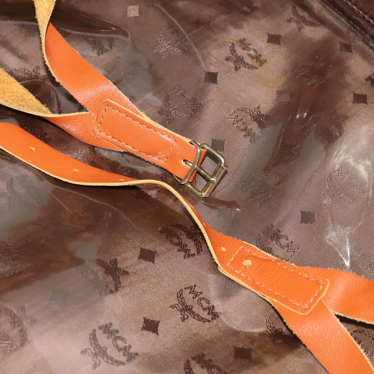 MCM Vicetos Logogram Backpack PVC Leather Brown Gold gold Auth 112468