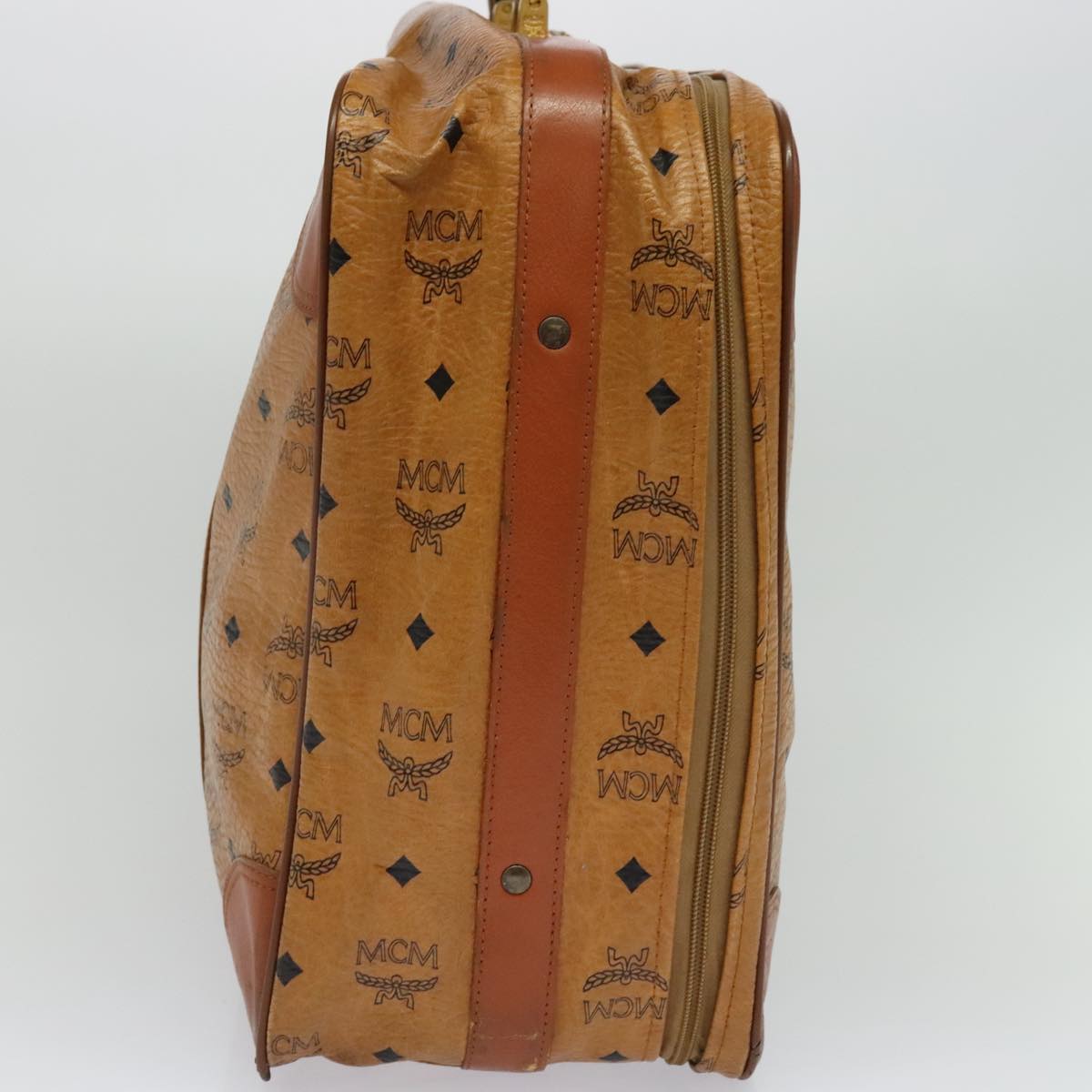 MCM Vicetos Logogram Backpack PVC Leather Brown Gold gold Auth 112468