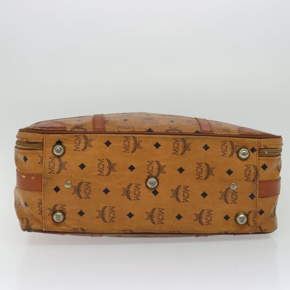 MCM Vicetos Logogram Backpack PVC Leather Brown Gold gold Auth 112468