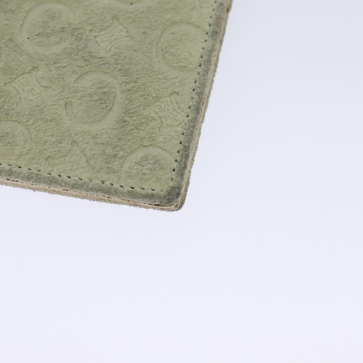 CELINE C Macadam Canvas Shoulder Wallet Suede White Auth 112493