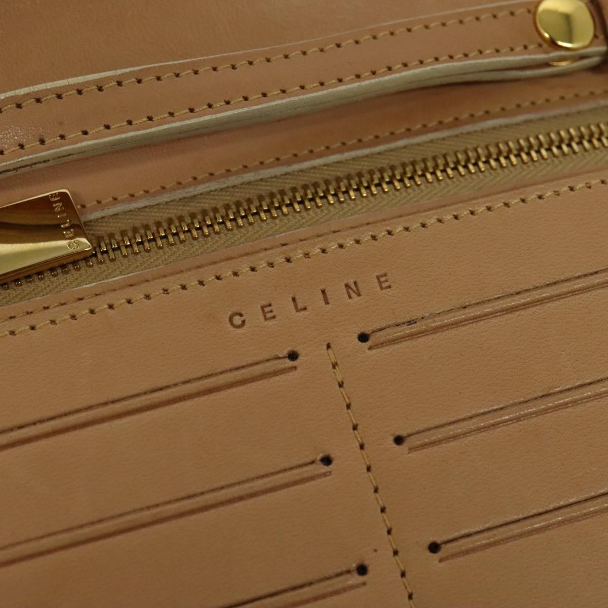 CELINE C Macadam Canvas Shoulder Wallet Suede White Auth 112493