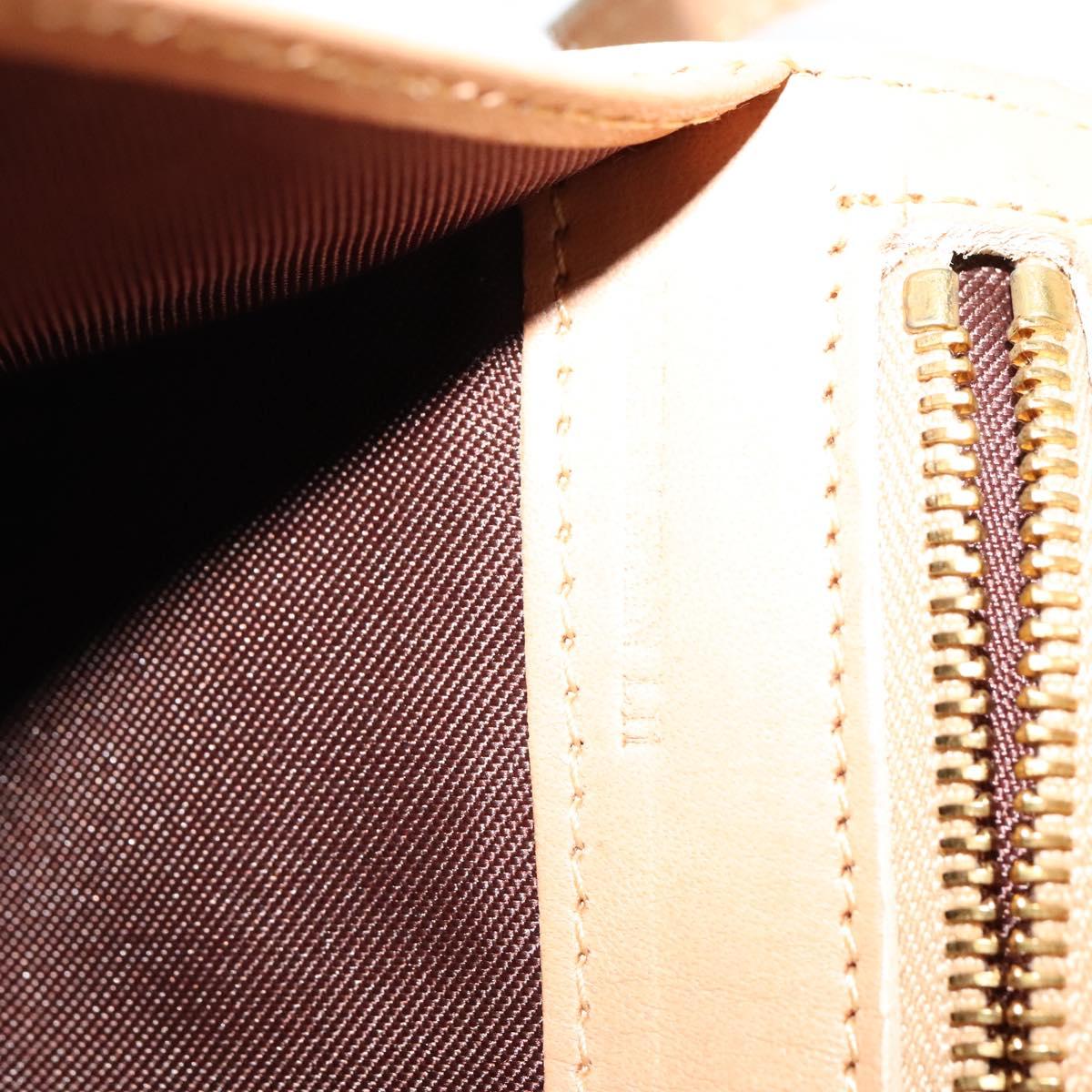 CELINE C Macadam Canvas Shoulder Wallet Suede White Auth 112493