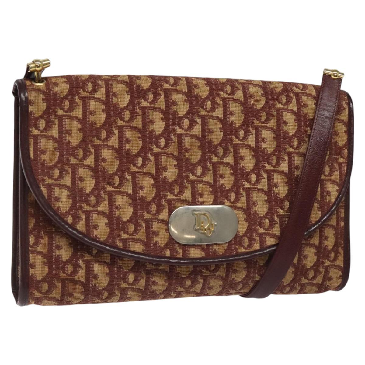 Christian Dior Trotter Canvas Shoulder Bag Red Auth 112495