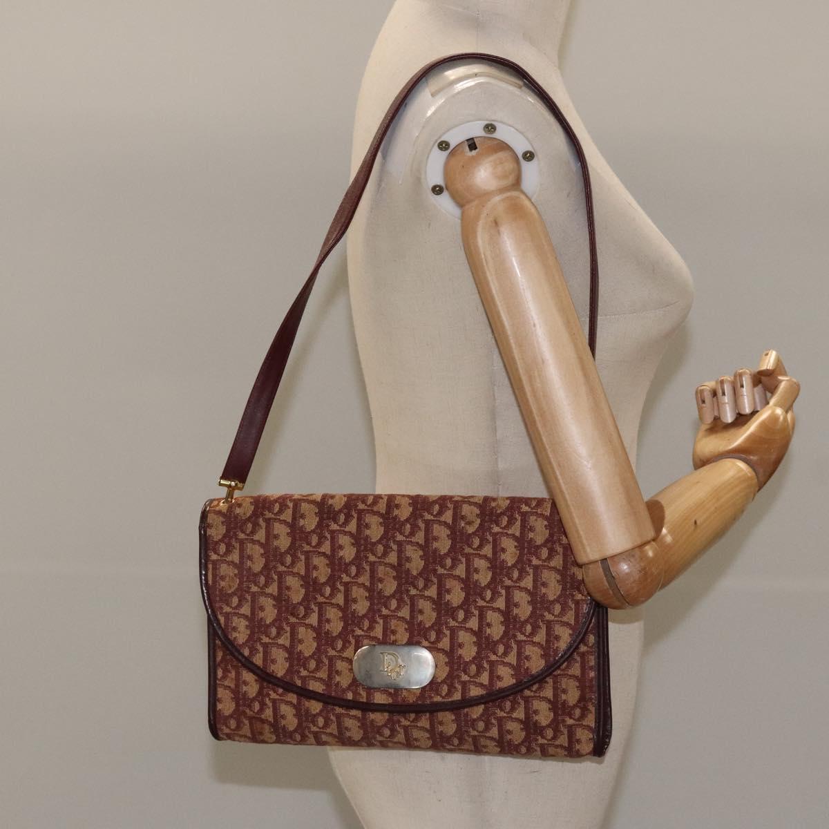 Christian Dior Trotter Canvas Shoulder Bag Red Auth 112495