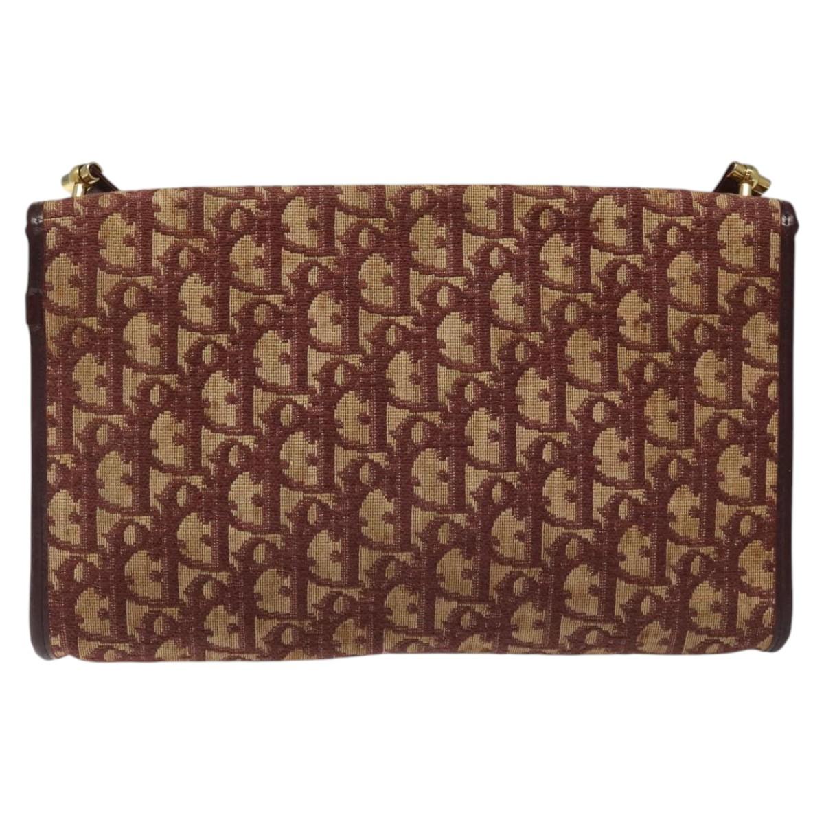 Christian Dior Trotter Canvas Shoulder Bag Red Auth 112495