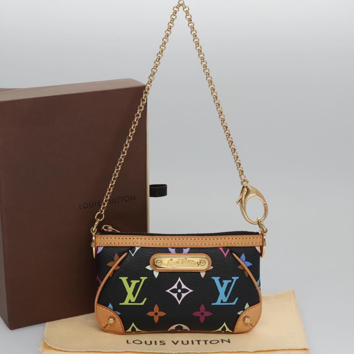LOUIS VUITTON Multicolor Pochette Mira PM Pouch Black M60099 LV Auth 112528SAV
