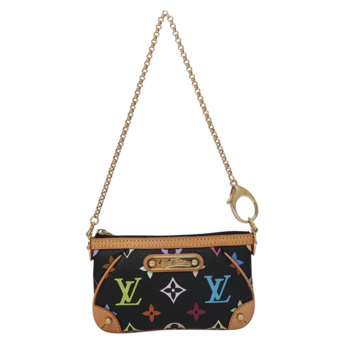 LOUIS VUITTON Multicolor Pochette Mira PM Pouch Black M60099 LV Auth 112528SAV