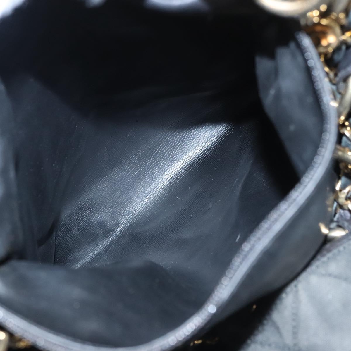 CHANEL Chain Shoulder Bag Canvas Black Gold CC Auth 112546