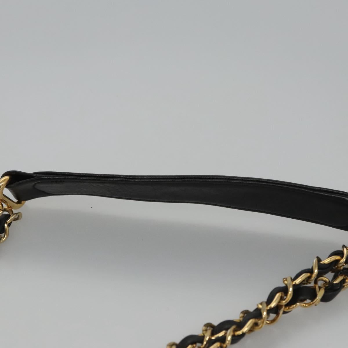CHANEL Chain Shoulder Bag Canvas Black Gold CC Auth 112546