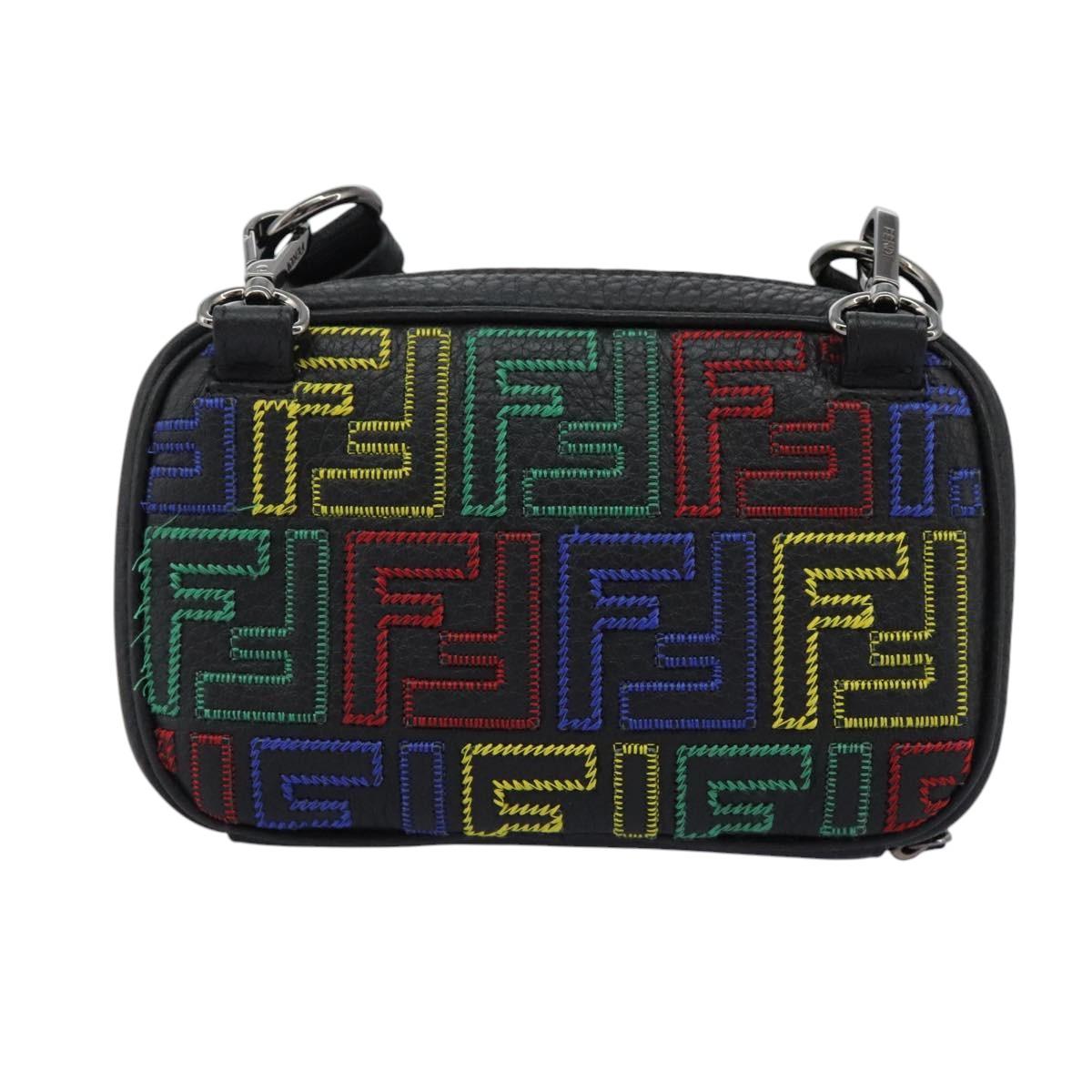 FENDI Zucca Canvas Shoulder Bag Multicolor Black Auth 112594SAM