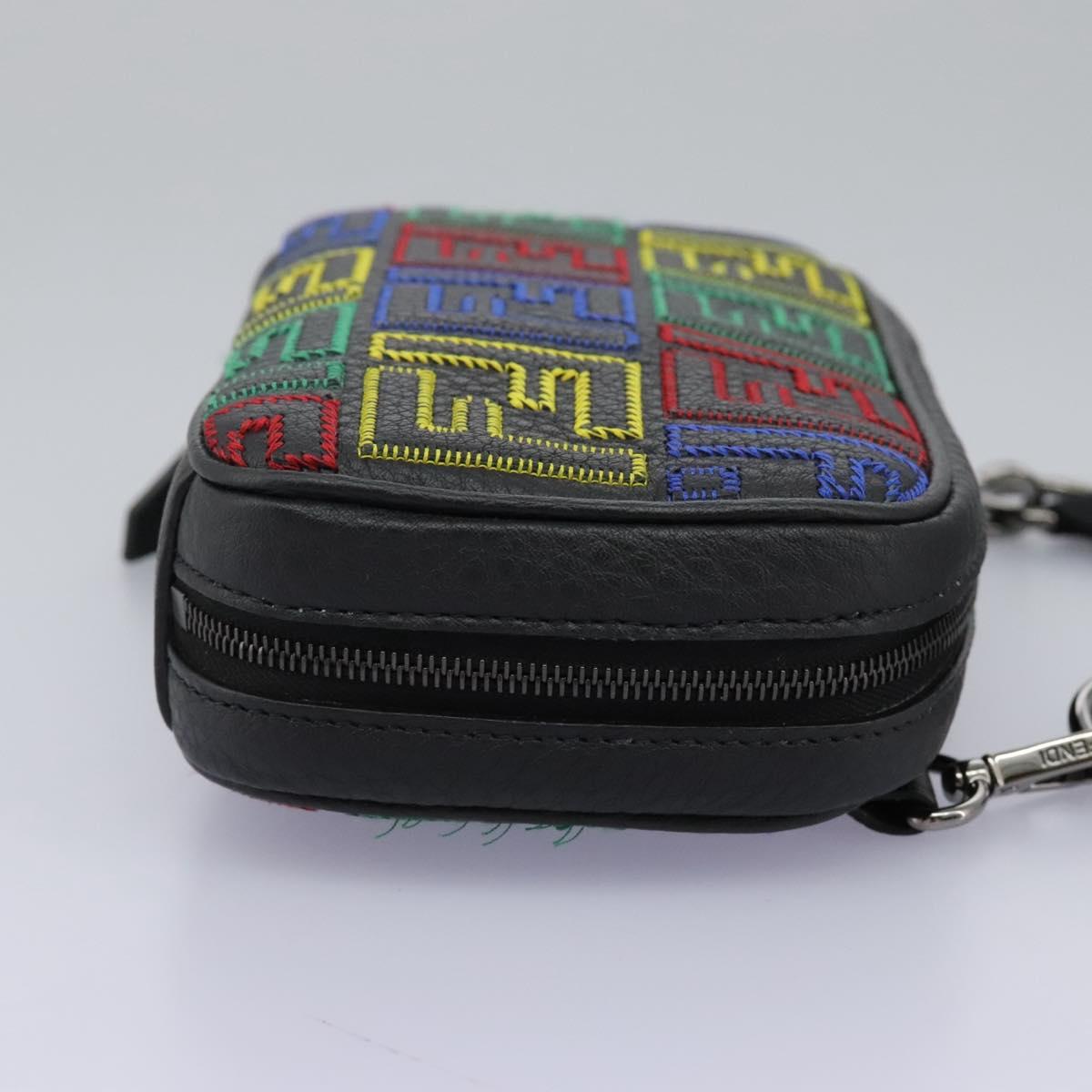FENDI Zucca Canvas Shoulder Bag Multicolor Black Auth 112594SAM