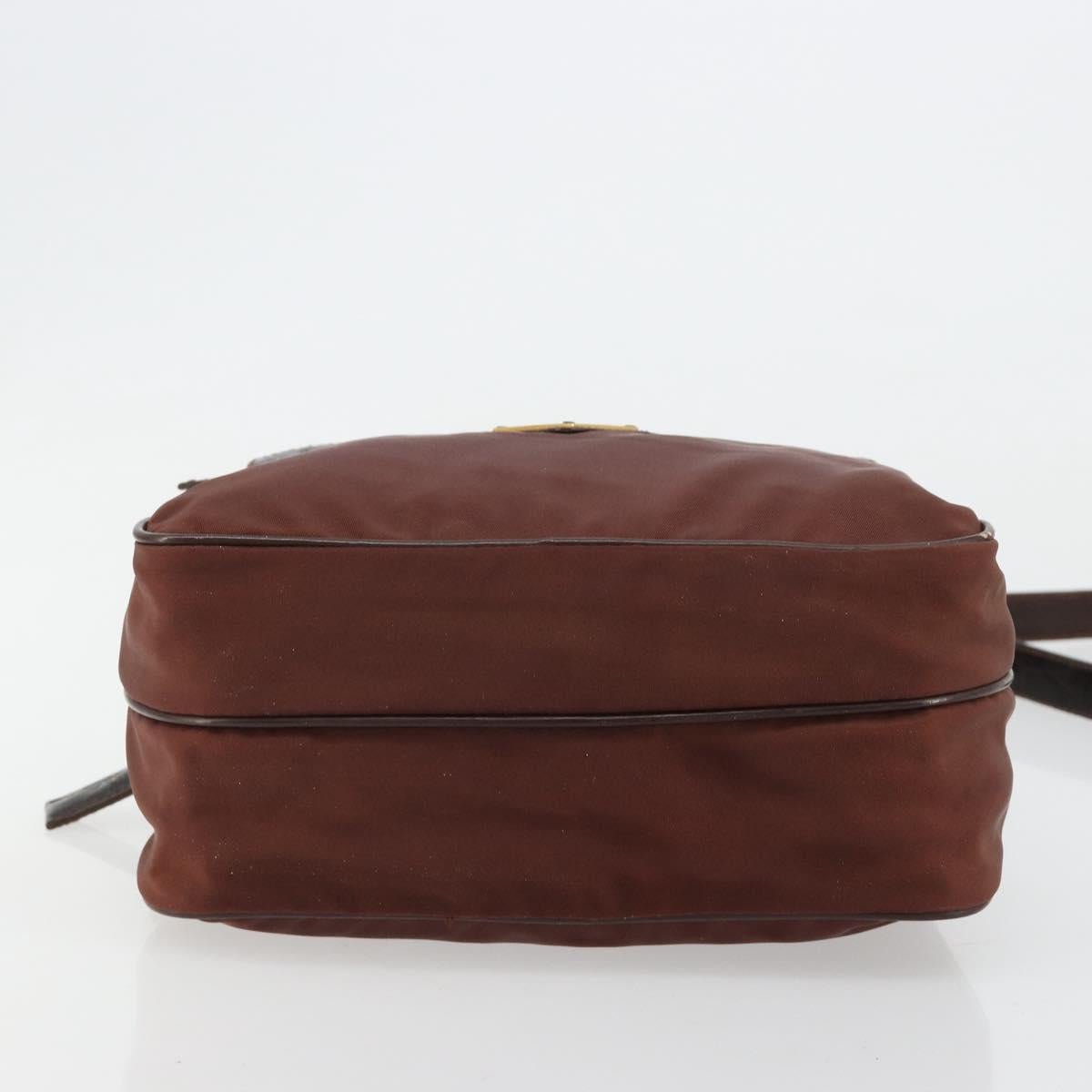 PRADA Shoulder Bag Nylon Brown Auth 112599