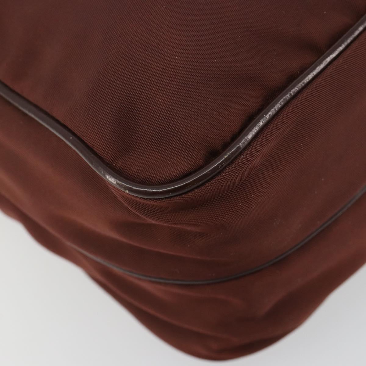 PRADA Shoulder Bag Nylon Brown Auth 112599