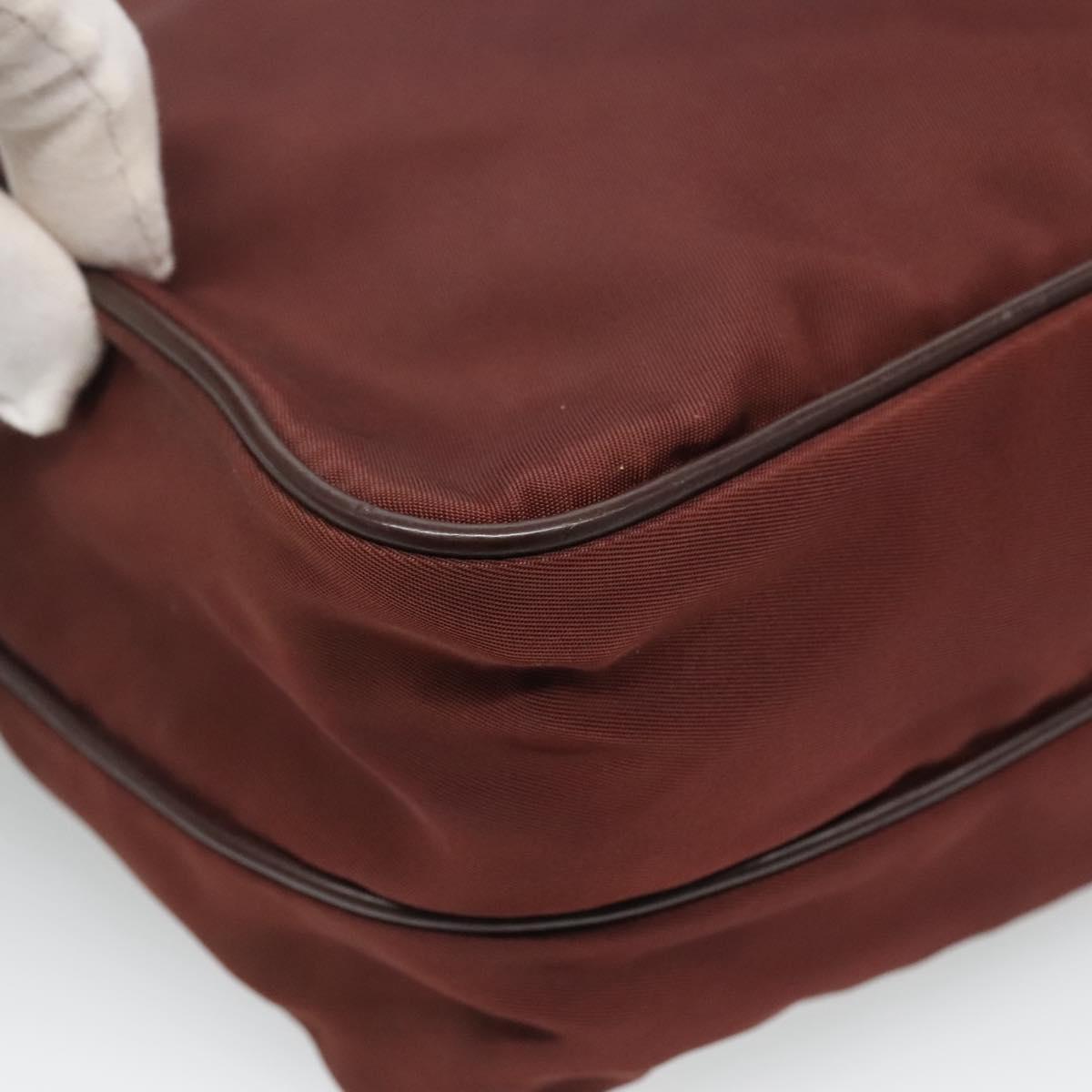 PRADA Shoulder Bag Nylon Brown Auth 112599